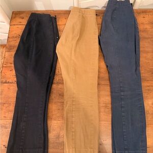 LOT 3 Everlane Bi-Stretch Work Pants Khaki, Black, Navy cropped/ankle size 2
